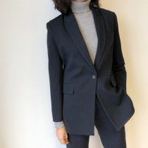 Theory to wear three-season wool-blend stripes with elastic slim button suit 1212A1