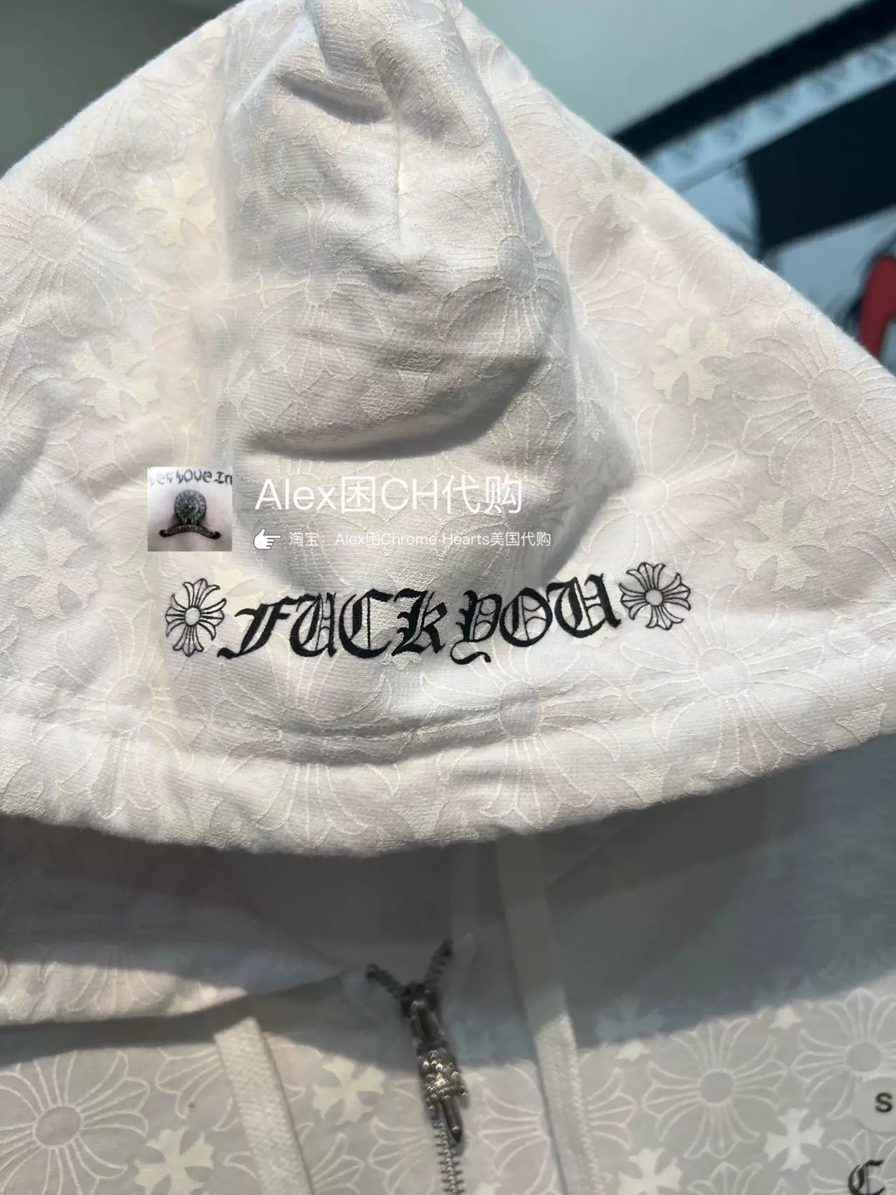 [Сейчас] Американский аутентичный покупатель Chrome Hearts Crox New Dark - узорная белая молния худи