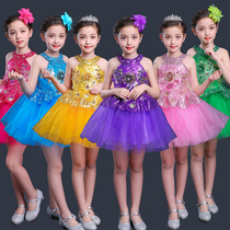 New girls fluffy dresses dress choral suit Childrens princess nepotism Dress Rehearsal for spring and primary school students dance suit