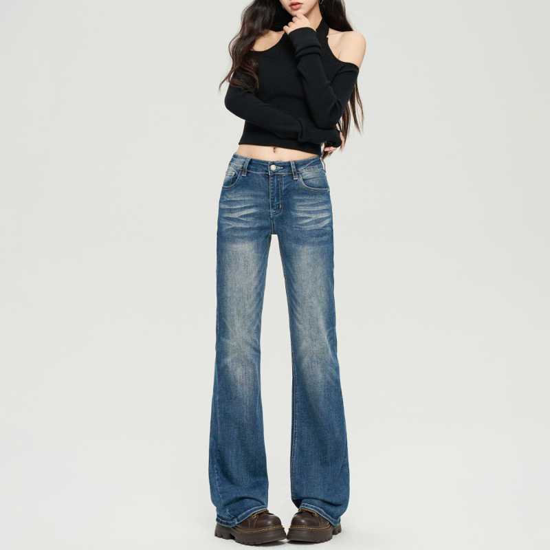 Listen to Lan Talk about American Retro Flared Jeans for Women, 2026 New Summer Style, Washed Blue, Slimming, High-Waisted Straight Pants Listen to Lan Talk about American Retro Flared Jeans for Women, 2026 New Summer Style, Washed Blue, Slimming, High-Waisted Straight Pants