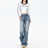 Утепленные штаны, ретро мегафон, джинсы, в американском стиле, новая коллекция