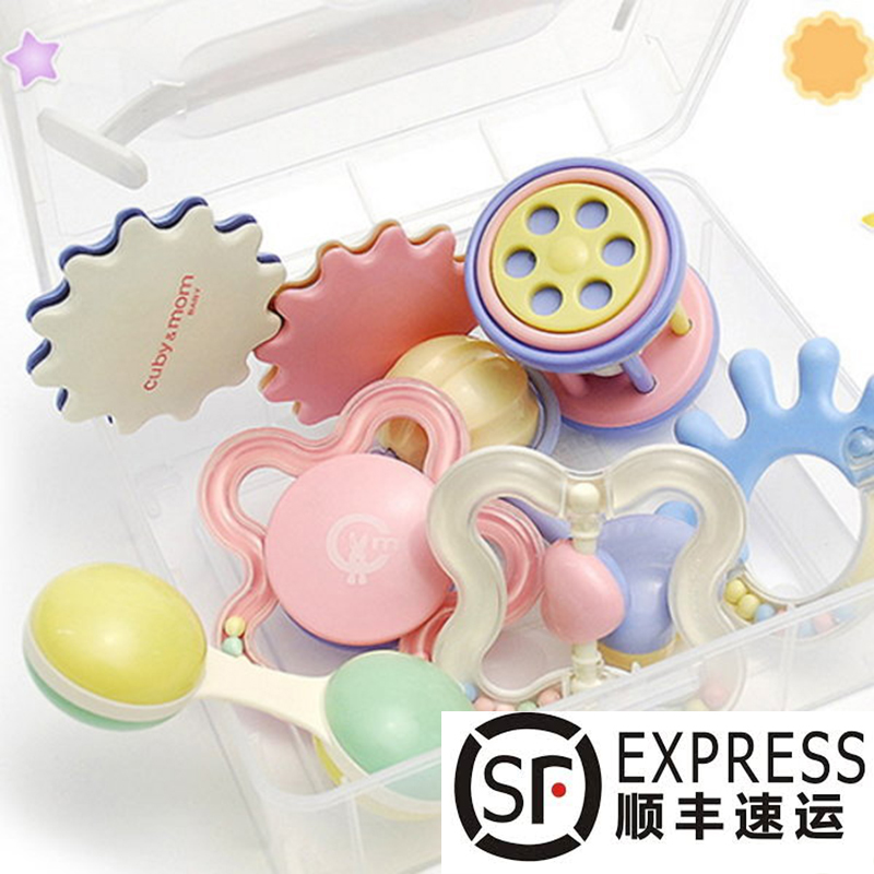 Korean Corn Starch Hand Rocking Bell Corn Baby Toy Baby Toy Baby Tooth Bite Gel Newborn Puzzle 7 Pieces Gift Box