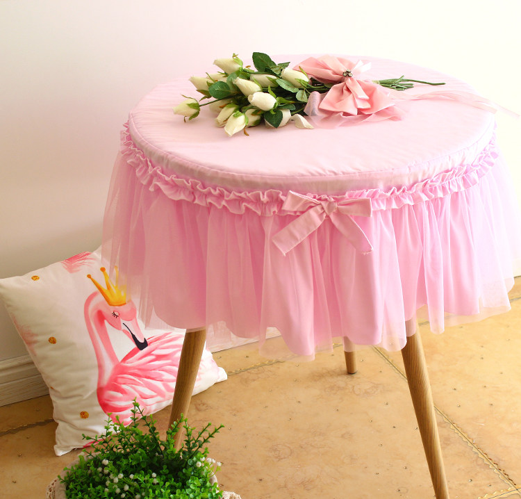 Fabric balcony small round tablecloth round home round tablecloth girl heart tea table dust cover pure cotton lace round tablecloth