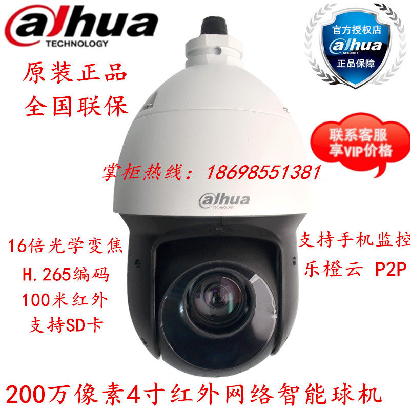 Dahua 2 million 16x H265 Network intelligent dome camera DH-SD-49D216UE-GN-D Spot