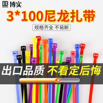 Color 3*100 self-locking nylon cable ties strangled dog large plastic strapping wire harness