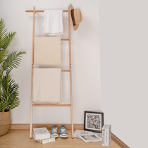 Solid wood ladder towel rack Japanese trapezoidal hanger Bed and breakfast bath towel rack Floor coat rack Simple wall hanger