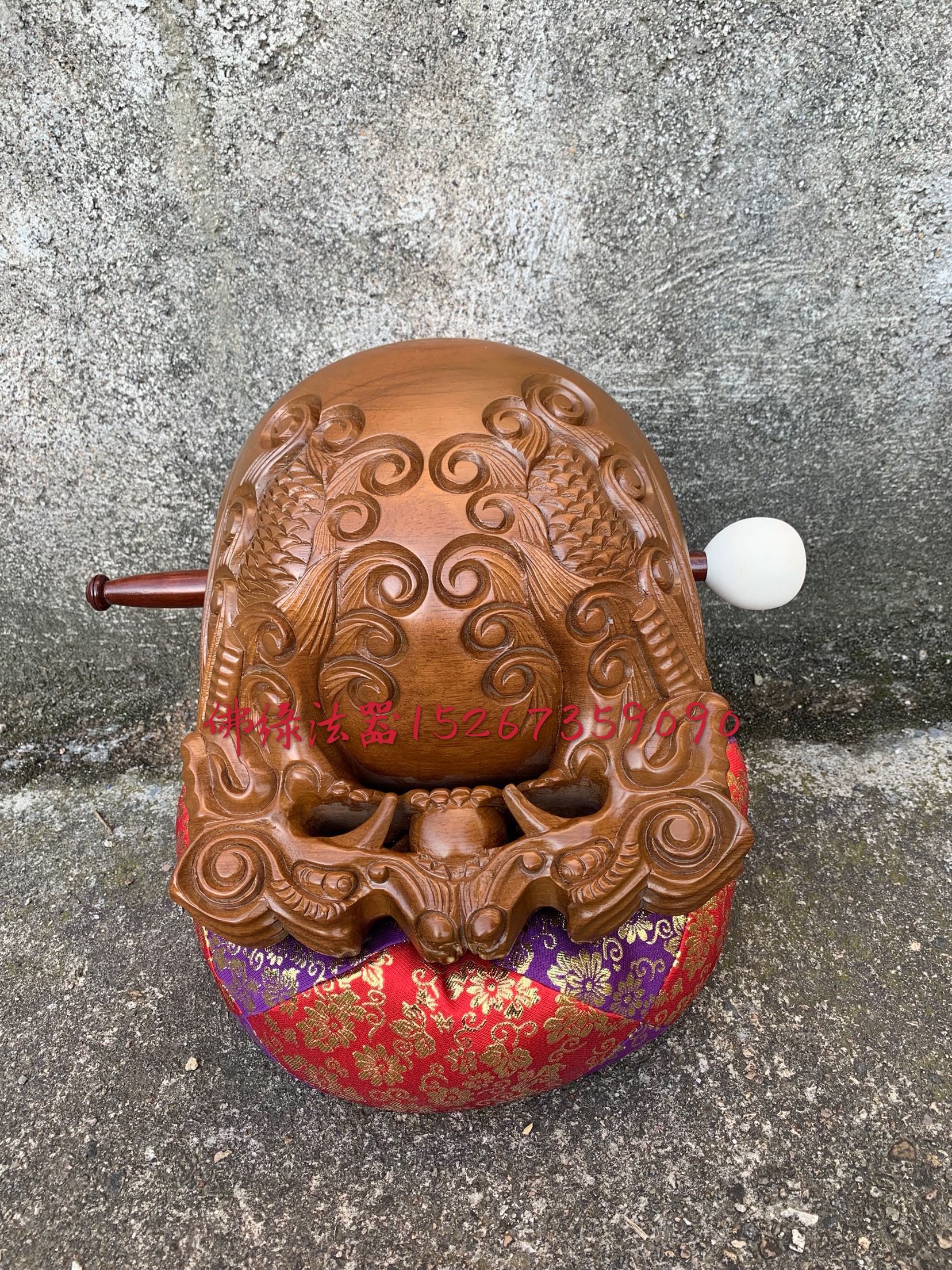 Wooden fishers Set of knots Buddhist supplies to recite Buddhist sutras praying for blessing Taiwan wood fish gold grapefruit solid wood wood fish