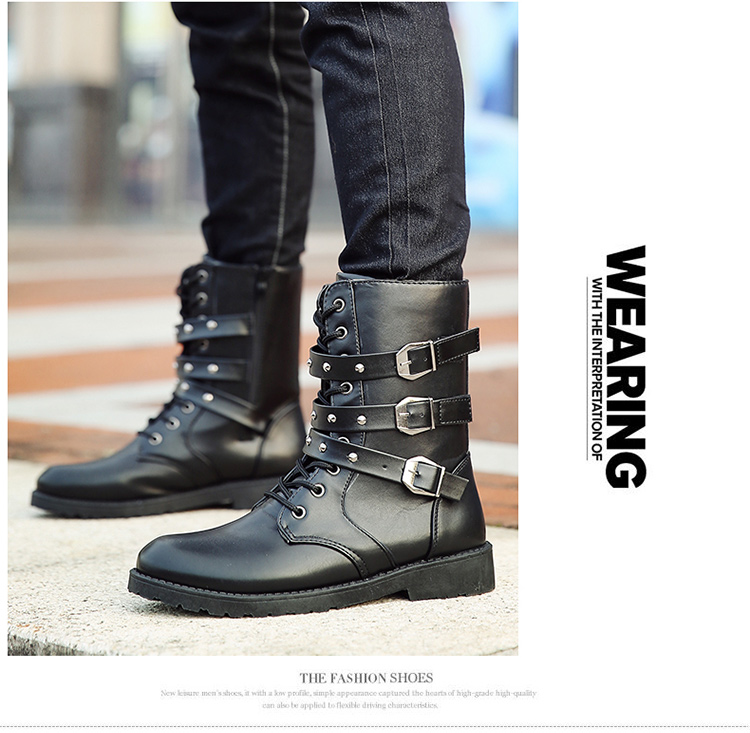 Martin khởi động của nam giới mùa thu và mùa đông England leather boots retro giản dị Martin giày dài khởi động của nam giới khởi động quân sự cộng với nhung giúp đỡ cao