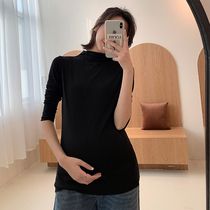 Two cuts of 10 pregnant women with undershirt spring autumn middle collar pregnant womens blouses with long sleeves elastic t-shirt in autumn and winter clothing in pregnant womens blouses