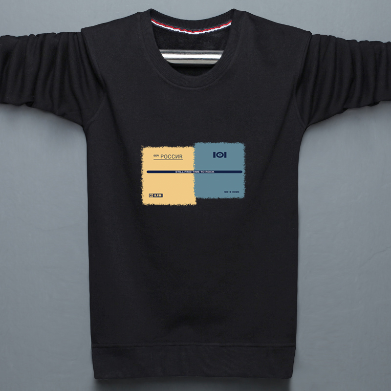 Áo len nam mùa đông ấm áp cộng với áo thun nhung dài tay dày cho nam cộng với phân bón XL cotton tròn cổ áo khoác quần ống rộng nam