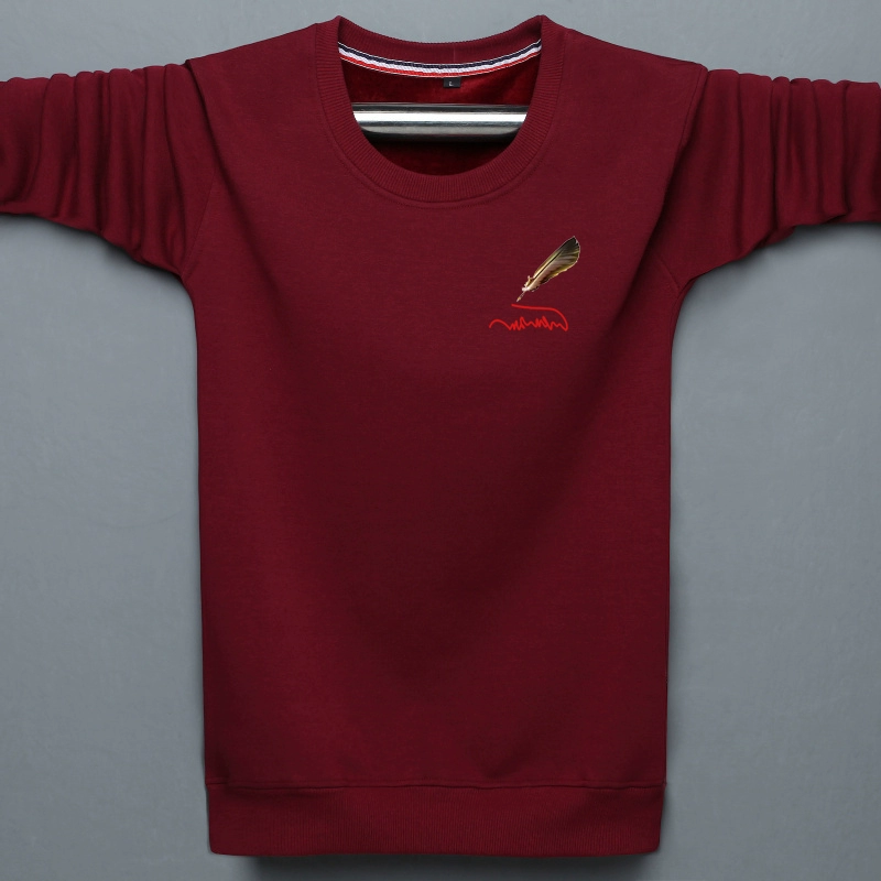 Áo len ấm áp mùa đông nam ấm áp áo thun cotton dài tay cộng với áo len dày nhung cộng với phân bón XL trên quần áo