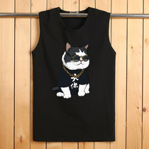 Waistcoat men men cotton sports round neck breathable summer loose sleeveless T-shirt students plus size base shirt