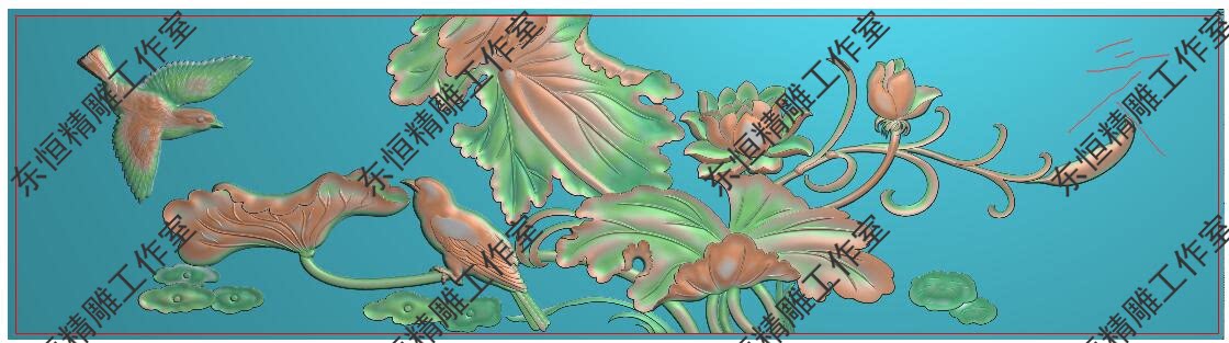 Конструкция материал исходные файлы 精雕图浮雕图檀雕莲花宝座精雕图荷花沙发四季花荷花鸟沙发
