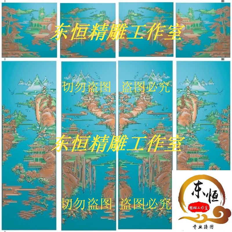 Carved Figure Landscape Top Cabinets Fine Landscape Figures