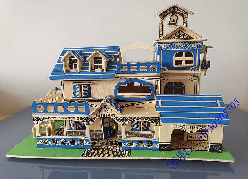 Spiritual house house wooden villa quadrangle finished product delivery with ghost real estate certificate sacrifice burning paper money funeral and funeral supplies