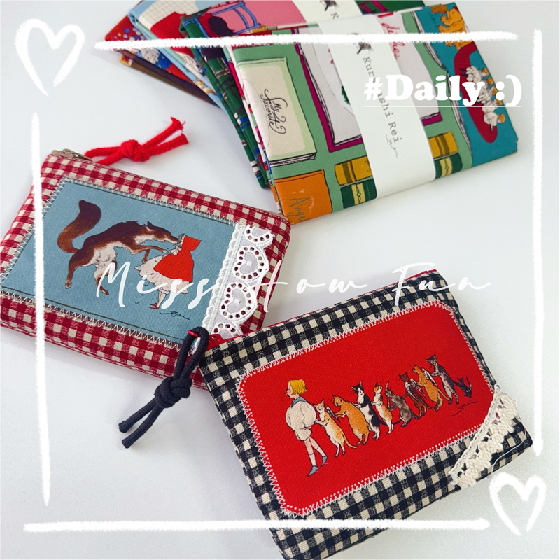 Japanese Illustrator Cangqiao Lingyi Imported Cloth Fairy Tale Girl Cat Handmade LAOSHU Zipper Coin Purse Cosmetics Bag