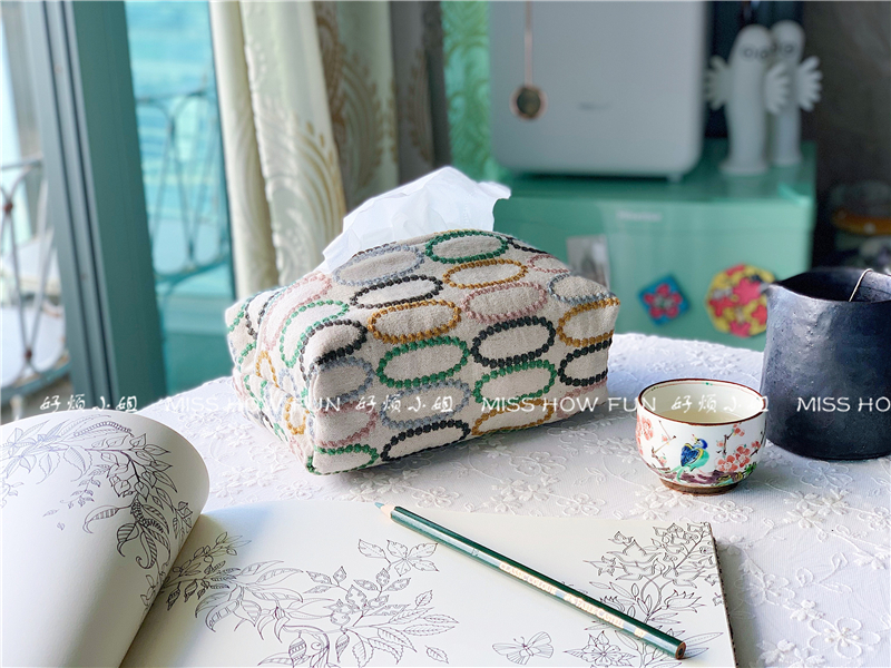 INS Japan import fabric Japanese embroidery tambourine non-Minagawa Akira cotton linen paper towel set draw paper bag set box bag