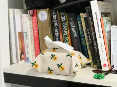 INS Nordic style Japanese embroidery flower dining room kitchen handmade simple paper towel bag cover cotton and linen art hand-made