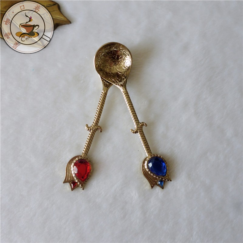 Foreign trade Export Dubai Original single copper-zinc alloy coffee spoon Colorful Jewel Stone Subsection Retro Golden Sweet Spoon Coffee Spoon