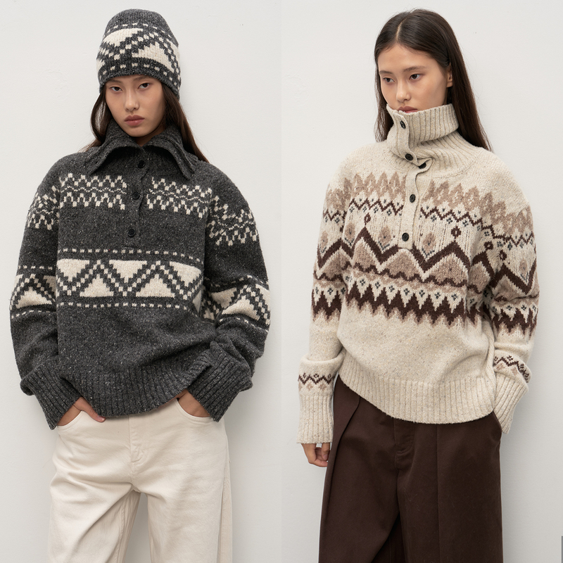 Urelax Original Fair Isle Jacquard Heavyweight Upw Alpaca Wool Chunky Yarn Icelandic Style Reversible Turtleneck Sweater Urelax Original Fair Isle Jacquard Heavyweight Upw Alpaca Wool Chunky Yarn Icelandic Style Reversible Turtleneck Sweater