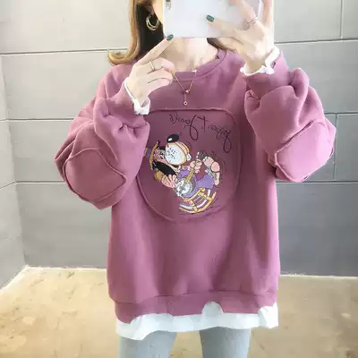 Pregnant women fake two pieces of sweater women 2021 New Spring Korean version of loose thin ins pregnant women coat tide