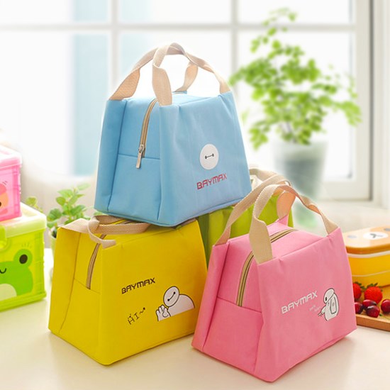 (Buy 2-2) big white waterproof hand lunchbox with student insulated lunch bag lunch carrying bag for lunch bag