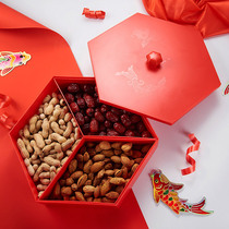 Red fruit plate wedding celebration home living room multi-grid with lid creative Chinese New Year candy box snack storage