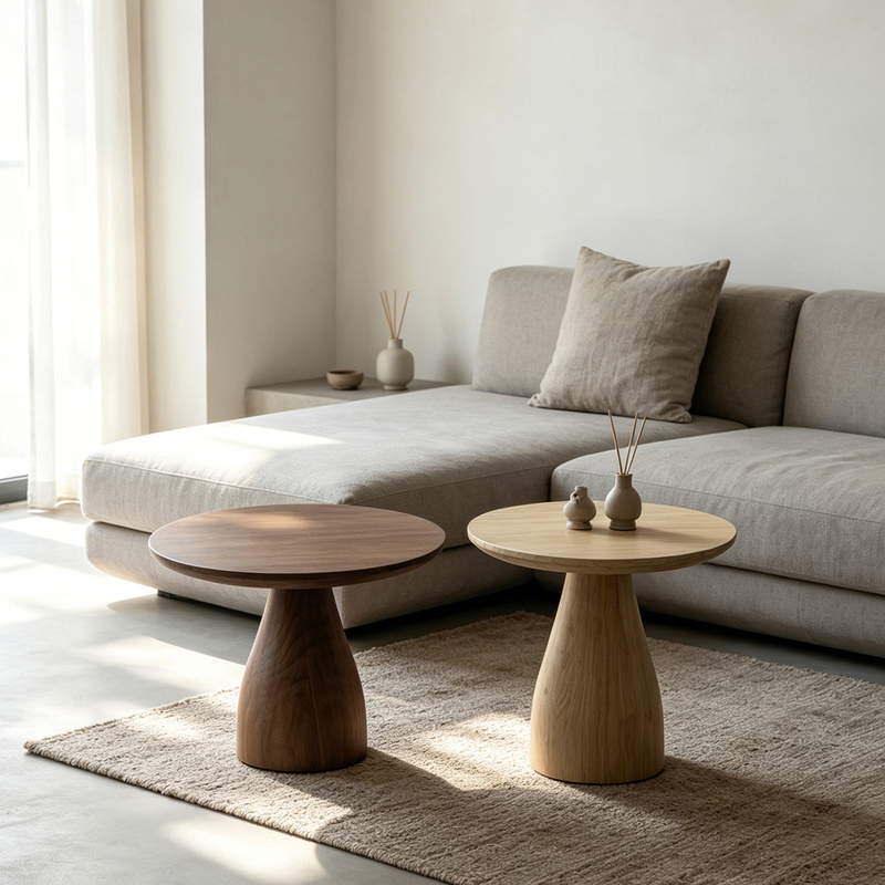 Modern Minimalist Round Coffee Table, Solid Wood Round Table, Light Luxury Small Apartment Living Room Sofa Side Table, Coffee Balcony Leisure Table