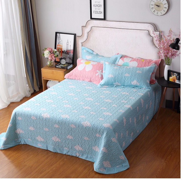 Khăn trải giường Hàn Quốc ba mảnh duy nhất vườn bông tươi và đơn giản Châu Âu trải giường bông trải giường dày ga trải giường thắng lợi