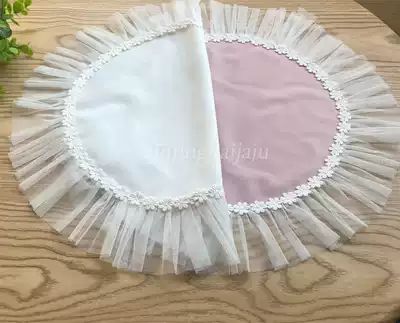 (New net world)Customized high-quality delicate soft velvet cushion round coffee table Lace tablecloth TV cabinet bed cabinet flower
