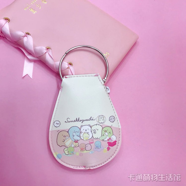 Cửa khóa kéo bằng da có túi khóa Phim hoạt hình dễ thương KT góc sinh vật tai chó lớn Mickey ví móc khóa - Trường hợp chính ví nữ da thật