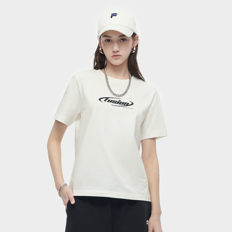 Fila/Fila Women's Knitted Short-Sleeved Shirt Summer New Fashion Casual Sports T-Shirt T11W425105F