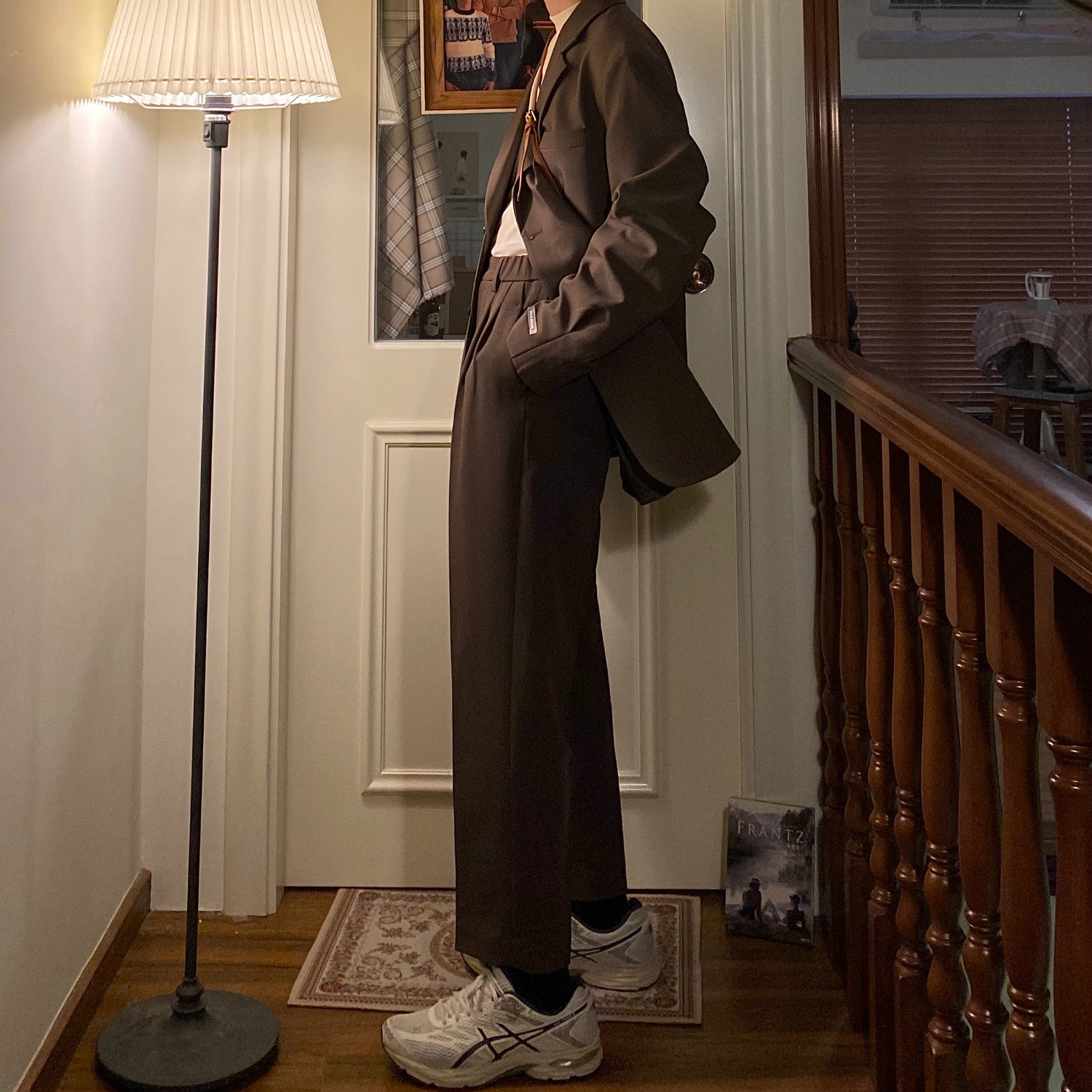 jm homme nine-point casual suit pants men's autumn and winter Korean version of the handsome Joker loose hanging straight suit pants