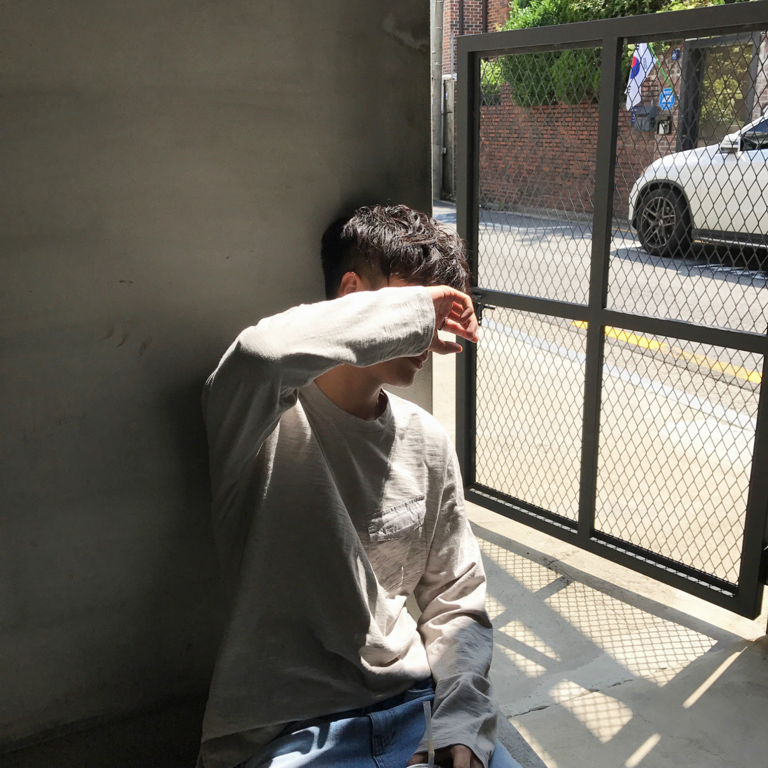 【JM】秋季 日常休闲款 口袋装饰 竹节棉圆领打底长袖厚t桖男女款