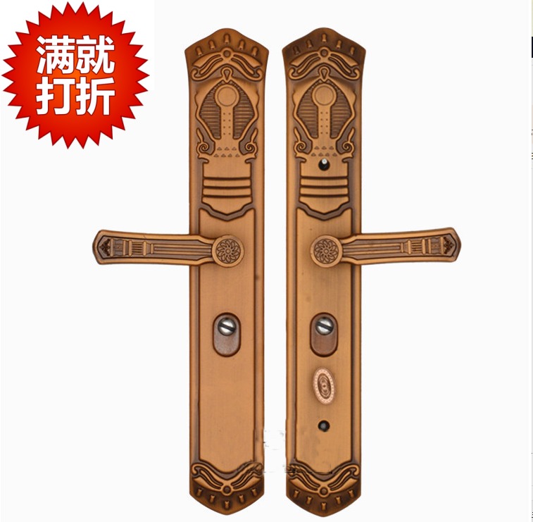 Anti-theft door handle Handle panel Yellow bronze Red bronze Aluminum alloy door lock handle Universal size thickened and extended