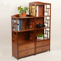 Imitation ancient Nan bamboo shelf bookcase bookcase multifunction containing shelf Book room Living room with drawer finishing layer cabinet shelf