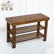 Nanzhu Swapped Shoes Bench Bamboo Shoe Rack Solid Wood Shelve Simple Wine Red Shoe Rack Doorway Convenient For Changing Shoes stools