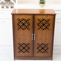 Nanzhu Shoes Cabinet Retro Shoe Rack Shoes Cabinet Hu Peach Color Wooden Locker