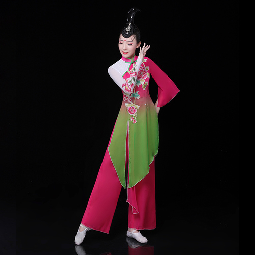 Chinese folk dance dress for women Classical fan dance costumes for female Chinese folk umbrella dance costumes for adults