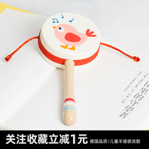 Rattle drum HAPE wood childrens toys Baby appeasement Hand-shake gift cute little bird parent-child interactive New Years gift