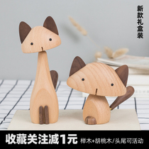 Large Face Kitty Solid Wood Cat Wood Children Toy Simulation Animal Nordic Cute Pendulum web Red Girlfriend Gift