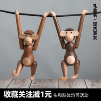 Wood Monkey Hanging Walnuts Wood Emulation Animal Children Room Toys Nordic Pendulum of the Monkey Genus Monkey gift