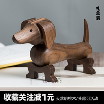 Dog Hupeach Wood Emulation Animal Children Toy Book House Ornament Swing with brush pen frame raw shaw dog birthday present