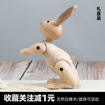 Rabbit Ski Wood Rabbit Emulation Animal Children Toys Cartoon Nordic Ornament Swing Piece Zodiac Rabbit Birthday Present