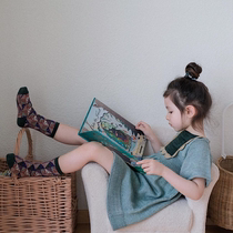 21 spring and summer ins girl dress girl knitted Princess skirt short sleeve baby cotton lace collar skirt c treasure