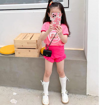 MKIDS Summer Ins Girl Pink Bubble Girl Suit Childrens Korean Version Short Sleeve T-shirt Retro Blouse Foreign Air