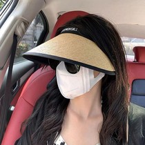 DILARA ROUJE summer straw vinyl anti-UV empty top hat womens sun protection cycling sun hat