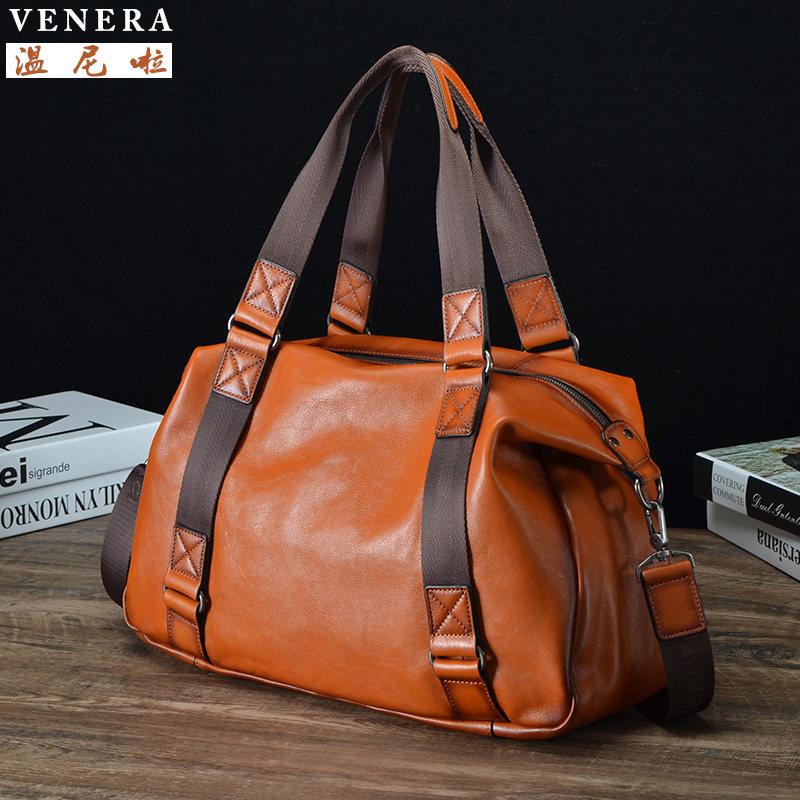 Leather male bag bag with bullish handbag men single shoulder bag bag leisure business textile travel pack