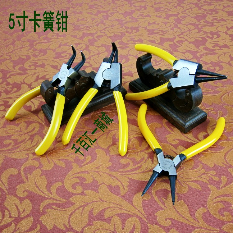 5-inch snap-spring pliers C type clasp pliers 125mm inner straight outer straight internal bending external bending cavity with shaft