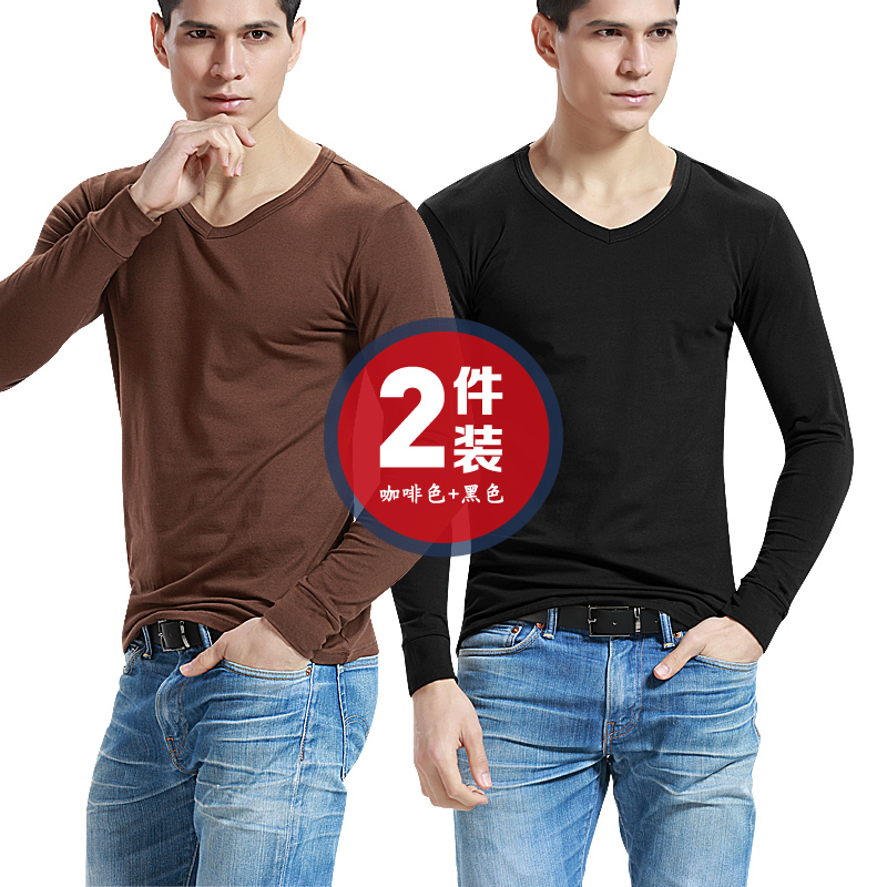 2 miếng của mens đáy dài sleevetight mùa thu chặt áo khoác cổ chữ V bông ấm mỏng lót mặc một chiếc đầu gần một mảnh.